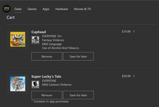 微软正式宣布“购物车”选项率先登陆Xbox商店