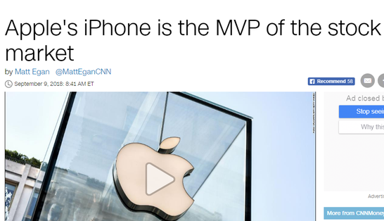 苹果是美国第一家市值1万亿美元：iPhone仍是苹果主要赚钱机器