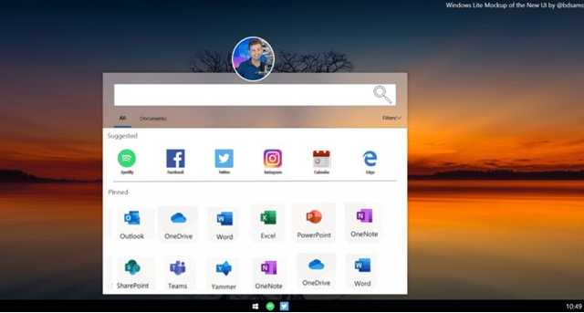 微软轻量级系统Win10 Lite OS主界面类似于Chrome OS的应用程序抽屉