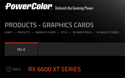 PowerColor开始在网站上列出了AMD Radeon RX 6600 XT和RX 6600