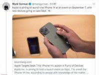 Gurman：苹果 iPhone 14 / Pro 系列和 Apple Watch Series 8 发布会将在 9 月